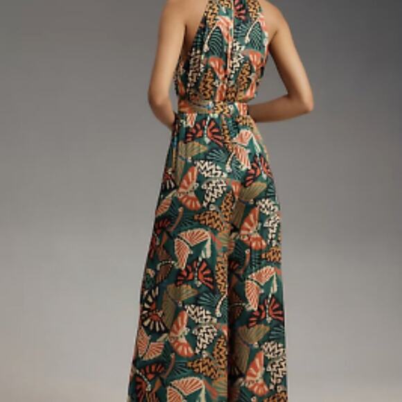 Farm Rio Green &Brown Bohemian Jumpsuit Size Medium - Picture 3 of 7